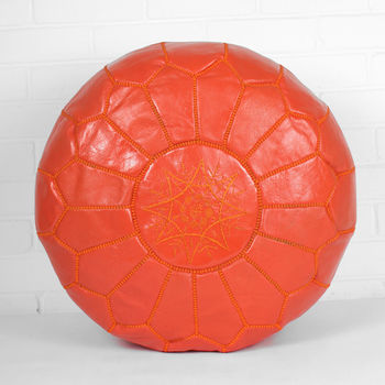 Moroccan Coloured Leather Or Faux Leather Pouffe, 10 of 12