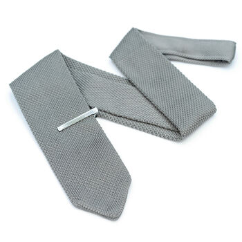 Grey Knitted Wedding Tie Set And Socks Groomsmen Gift, 8 of 8
