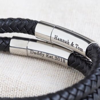 Men's Personalised Vegan Leather Bracelet, 2 of 9