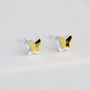Sterling Silver And Gold Tiny Butterfly Stud Earrings, thumbnail 1 of 5