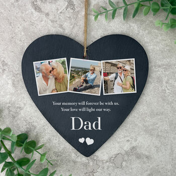 Personalised Photo Memorial Slate Hanging Heart Decoration 15 X 16cm, 4 of 6