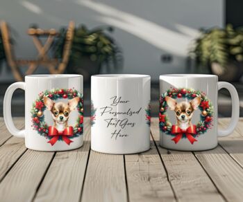 Personalised Chihuahua Christmas Wreath Dog Mug, 2 of 2