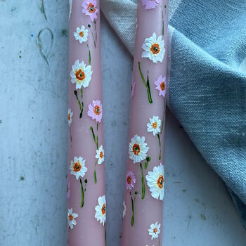 Pink Hand Painted Wild Poppy Floral Candles, 3 of 4