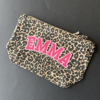 Personalised Slogan Leopard Print Makeup Bag, 6 of 6