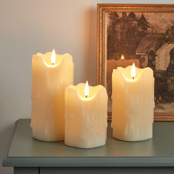 Tru Glow® Heavy Dripping Wax LED Pillar Candle Trio, 4 of 4