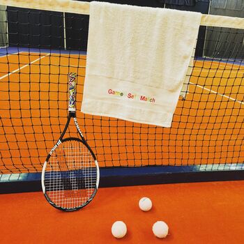 Personalised Game Set Match Tennis Towel, 3 of 5