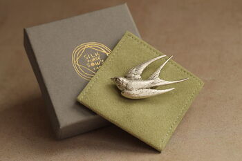 Silver Swallow Bird Brooch Pin, 4 of 6