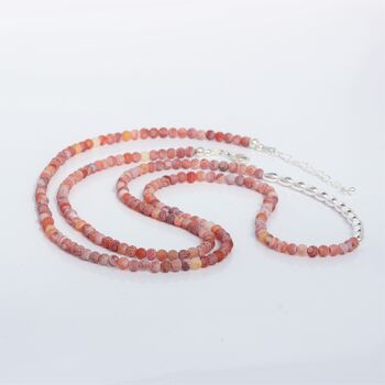 Long Orange Agate Beaded Necklace With Sterling, 7 of 10