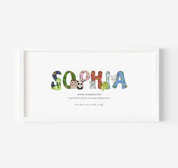 Personalised Children's Name Print | Nursery Wall Art | Animals, 3 of 10