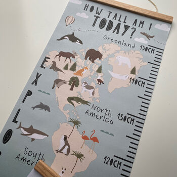 Personalised Animal World Map Height Chart, 6 of 6