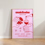 Music And Wine Social Club Illustration Kitchen Print, thumbnail 4 of 9