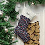 Personalised Cats Christmas Stocking In Navy, thumbnail 5 of 7