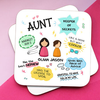 Super Aunt Coaster, Personalised Coaster From Niece/Nephew, 3 of 3