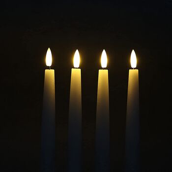 Set Of Four White Taper Candles With Remote, 7 of 7