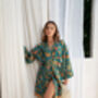Teal Satin Batik Kimono Robe, thumbnail 7 of 9