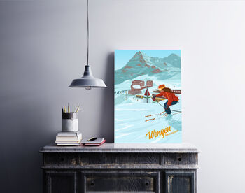 Wengen Ski Resort Switzerland Travel Poster Art Print, 4 of 6