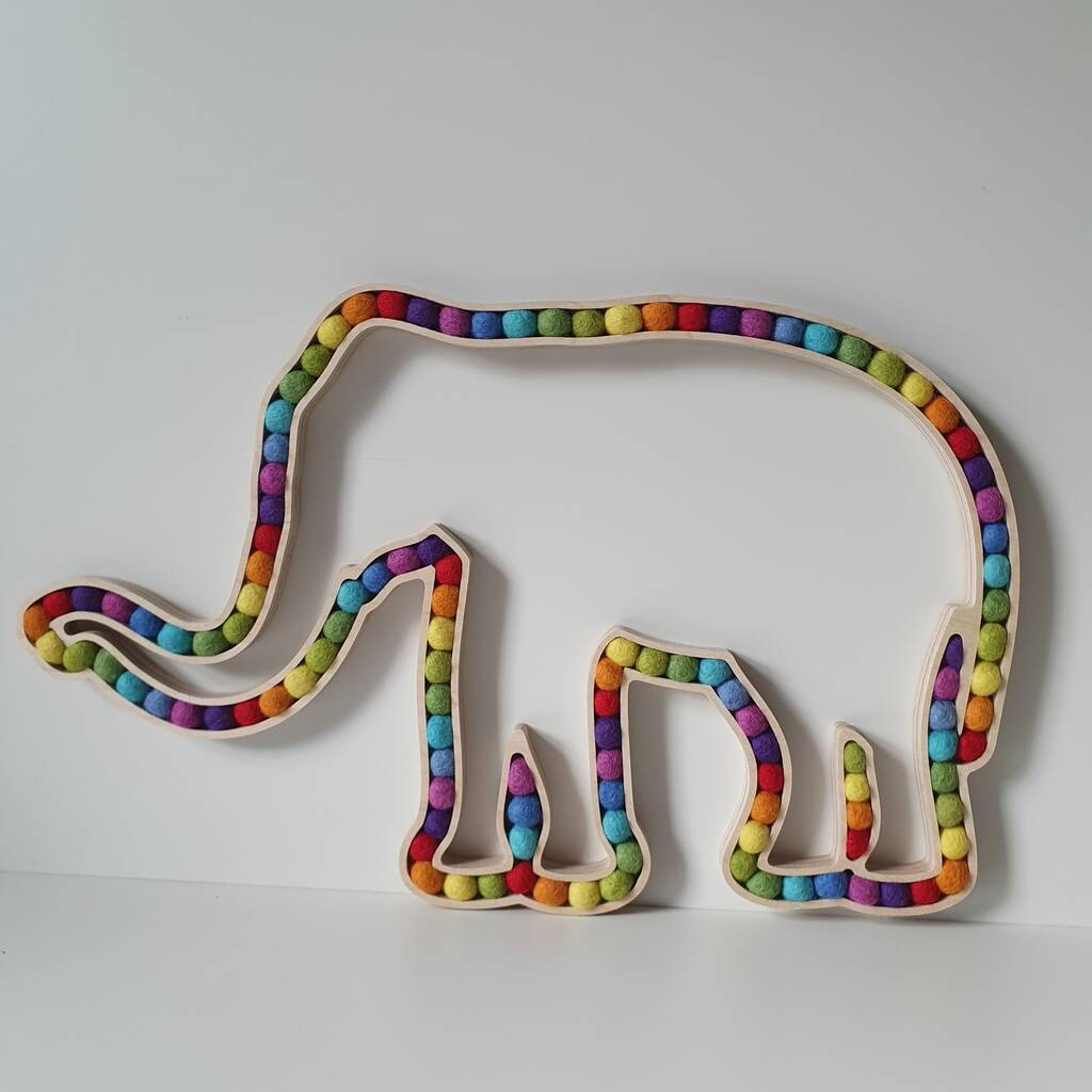 Plywood And Wool Elephant Decoration, 1 of 3