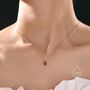 Tiny Genuine Garnet Oval Pendant Necklace, thumbnail 1 of 11