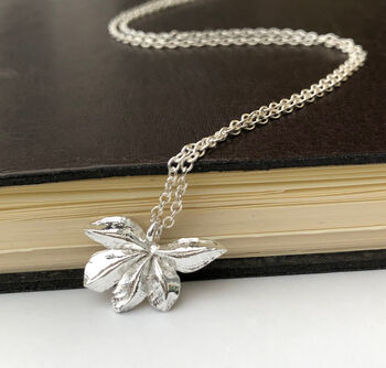Sterling Silver Autumn Maple Leaf Necklace, 3 of 9