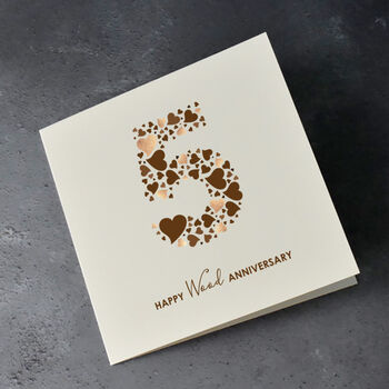 Love Hearts Wood 5th Anniversary Card, 2 of 2