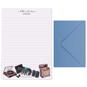 A5 Personalised Letter Writing Paper Record Player, Music Vintage Design, 5 of 5
