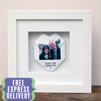 Personalised Framed Couples Origami Photo Heart, 2 of 6