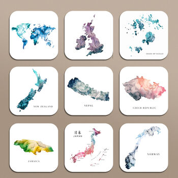 Mix And Match Six Watercolour Map Coasters, 5 of 11