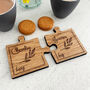 Personalised Oak Veneer Jigsaw Coasters Leaf Design, thumbnail 5 of 7