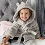 Personalised Elimonks Grey Baby Dressing Gown With Ears, thumbnail 2 of 10