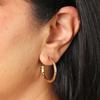 Stainless Steel Hammered Hoop Earrings, 5 of 9