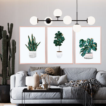 Set Of Three House Plant Scandi Wall Art Prints, 2 of 7