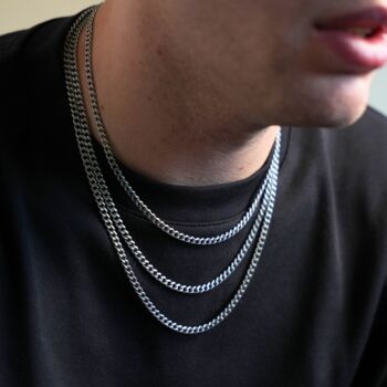 Silver Matte Stainless Steel 5mm Chain Necklace, 4 of 9