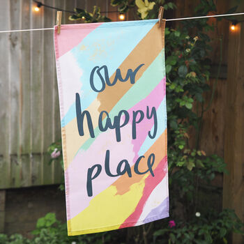 Our Happy Place Decorative Tea Towel, 3 of 4