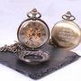 Engraved Bronze Skeleton Pocket Watch, thumbnail 1 of 5