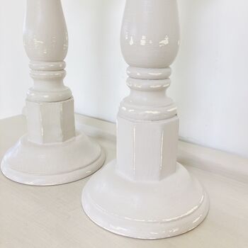 Pair Of Large Vintage Painted Pillar Candlesticks ~ 24, 6 of 8