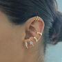 Gold Plated 925 Sterling Silver Flower Ear Climber Cuff, thumbnail 9 of 9