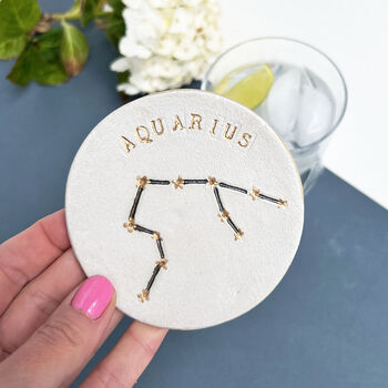 White Zodiac Constellation Star Sign Coasters, 6 of 8