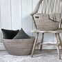 Rattan Laundry Oval Tapered Basket Natural White Wash, thumbnail 1 of 3