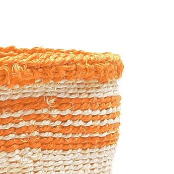 Orange Stripe And Natural Storage Baskets, 3 of 8