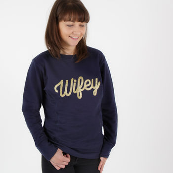 Wifey Glitter Fitted Jumper, 2 of 2