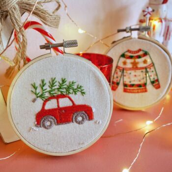 Christmas Car Embroidery Kit, 3 of 7