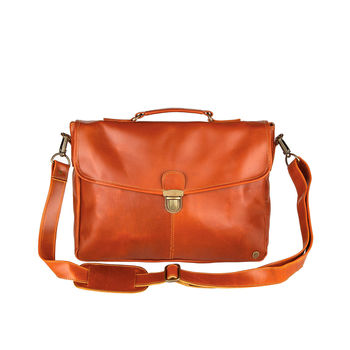 Personalised Tan Buffalo Leather Yale Clip Up Satchel, 2 of 9