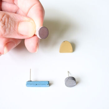 Recycled Concrete Stud Earrings Set Bright Mix, 3 of 8