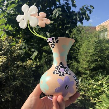 Daisy Print Hand Painted Flute Vase, 4 of 10