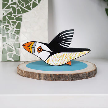 Hand Painted Wooden Puffin Ornament, 4 of 6