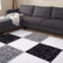 The Rugs Geometric Shaggy Rug Grey Checkered Rug, thumbnail 1 of 12