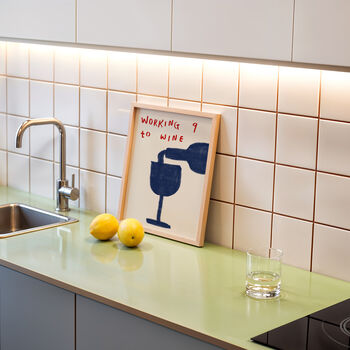 Working Nine To Wine Funny Kitchen Wall Art, 5 of 8