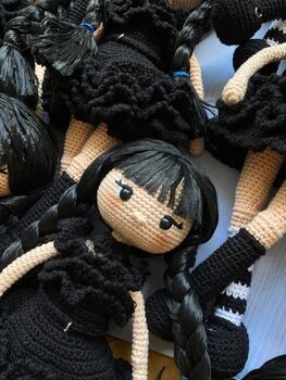 Wednesday Addams Doll, Handmade Crochet Doll, 7 of 8