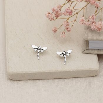 Sterling Silver Dragonfly Stud Earrings, 3 of 8