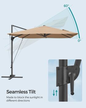 Cantilever Garden Parasol Patio Umbrella 360° Swivel, 8 of 12